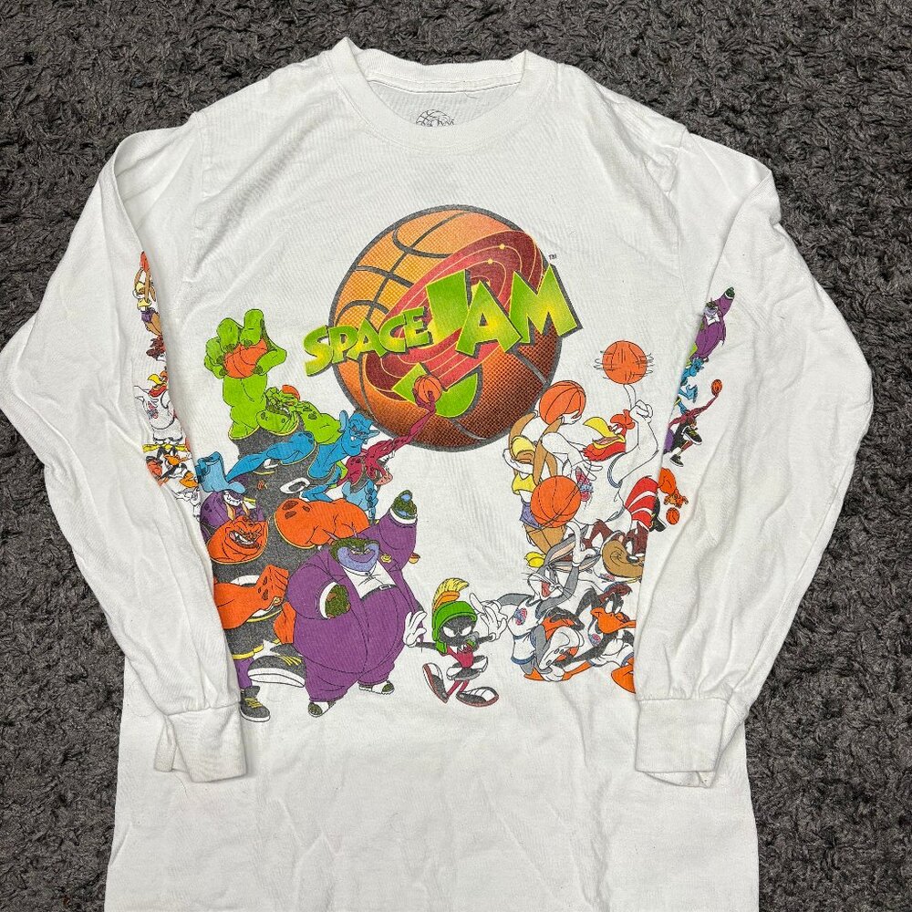 Vintage Pacsun Space Jam Long Sleeve Shirt MEN’s SMALL Looney Tunes Basketball